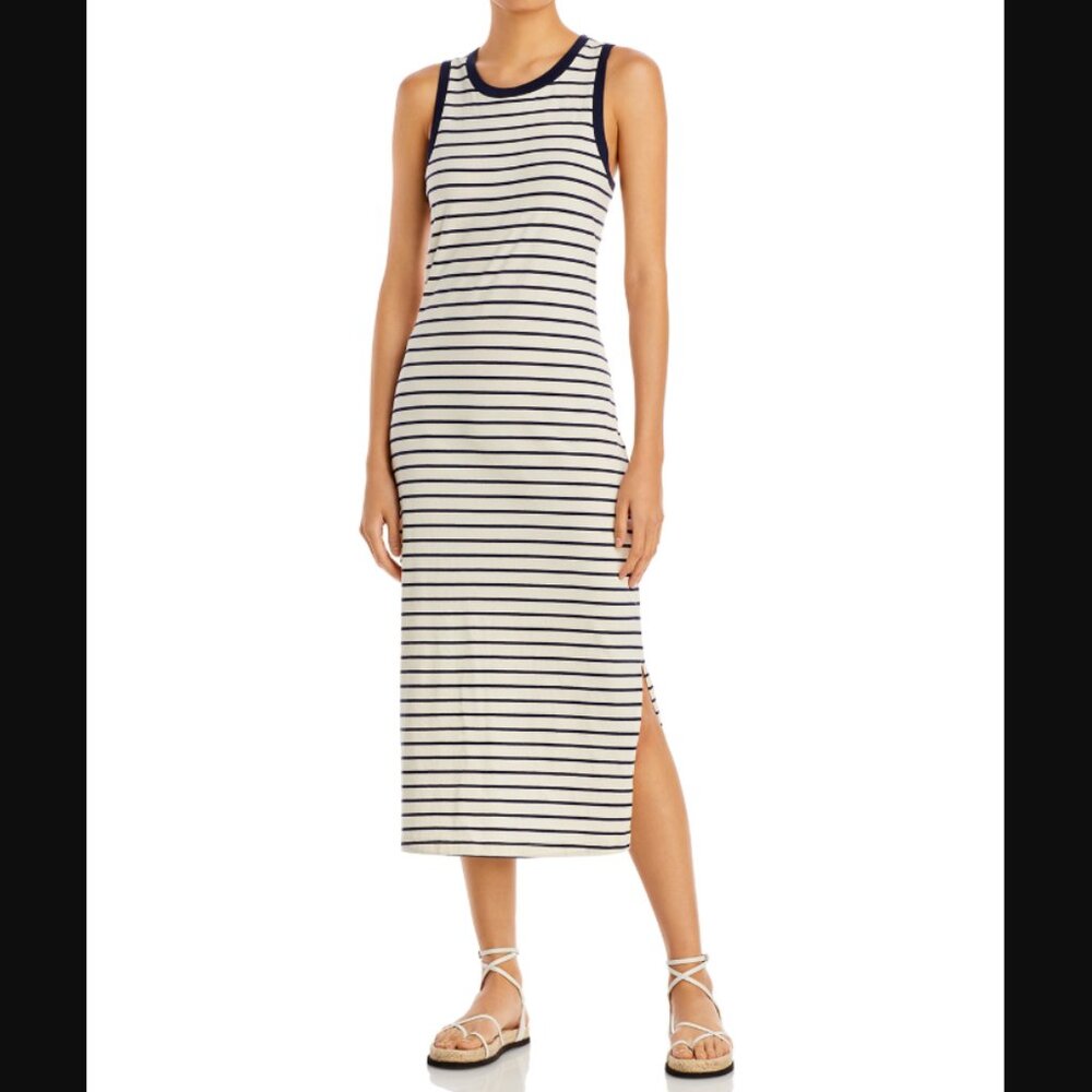 SOL ANGELES Nautical Stripe Slit Midi Dress-NEW